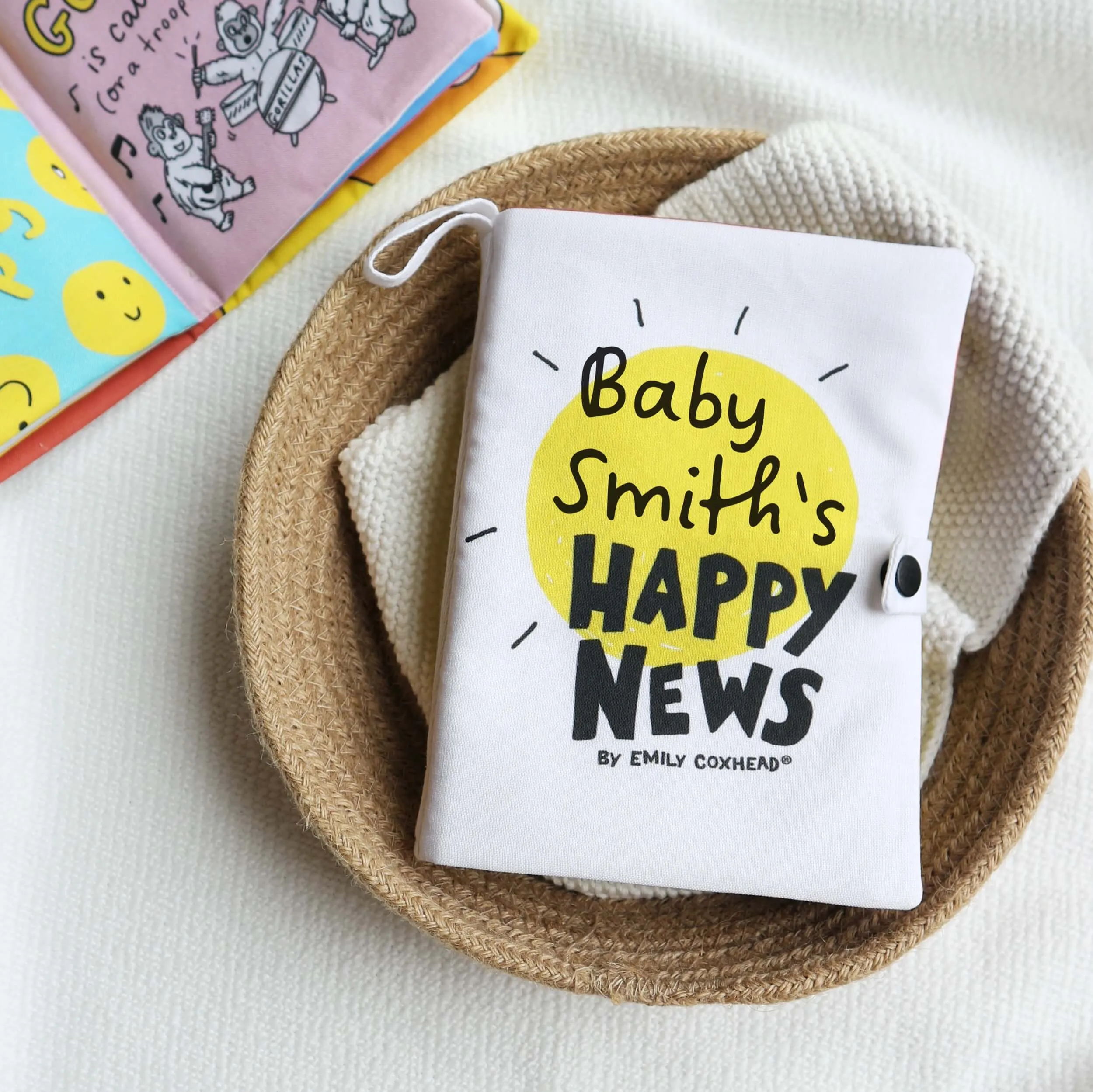 *Limited Edition* Personalised 'The Happy News' soft crinkle baby book