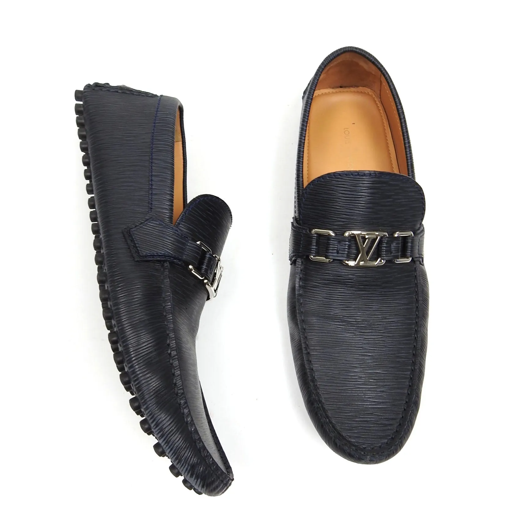 Louis Vuitton Black Epi Hockenheim Moccasins Size 12