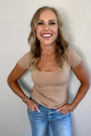 Mabel Ribbed Square Neck Top