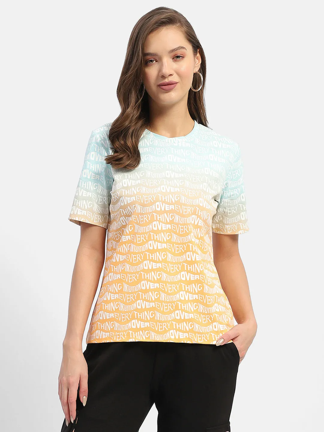 Madame Typography Orange Ombre Effect T-Shirt