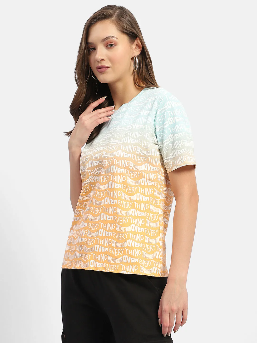 Madame Typography Orange Ombre Effect T-Shirt