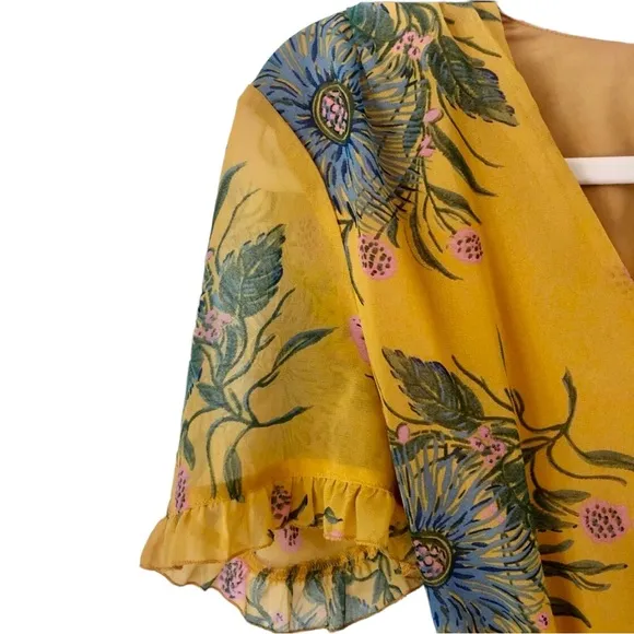 Madewell Sweetgrass Ruffle-Sleeve Dress in Painted Blooms Floral Print Size 4