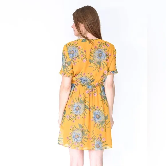 Madewell Sweetgrass Ruffle-Sleeve Dress in Painted Blooms Floral Print Size 4