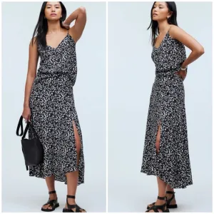 Madewell V-Neck Cami Top And Side Slit Midi Skirt in Floral Crepe Skirt Set
