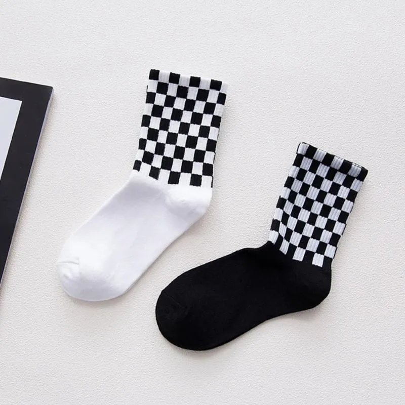 Mens Checkerboard Squares Skateboard Socks