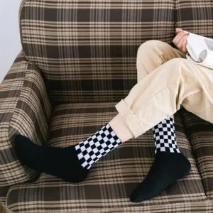 Mens Checkerboard Squares Skateboard Socks