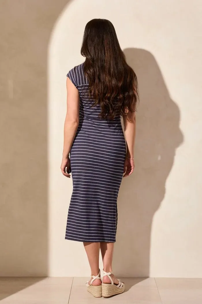 Midi Dress with Self Belt