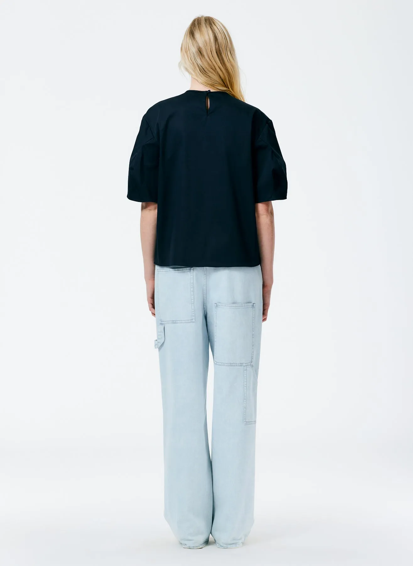 Mila Stretch Satin Easy Crew Neck Top
