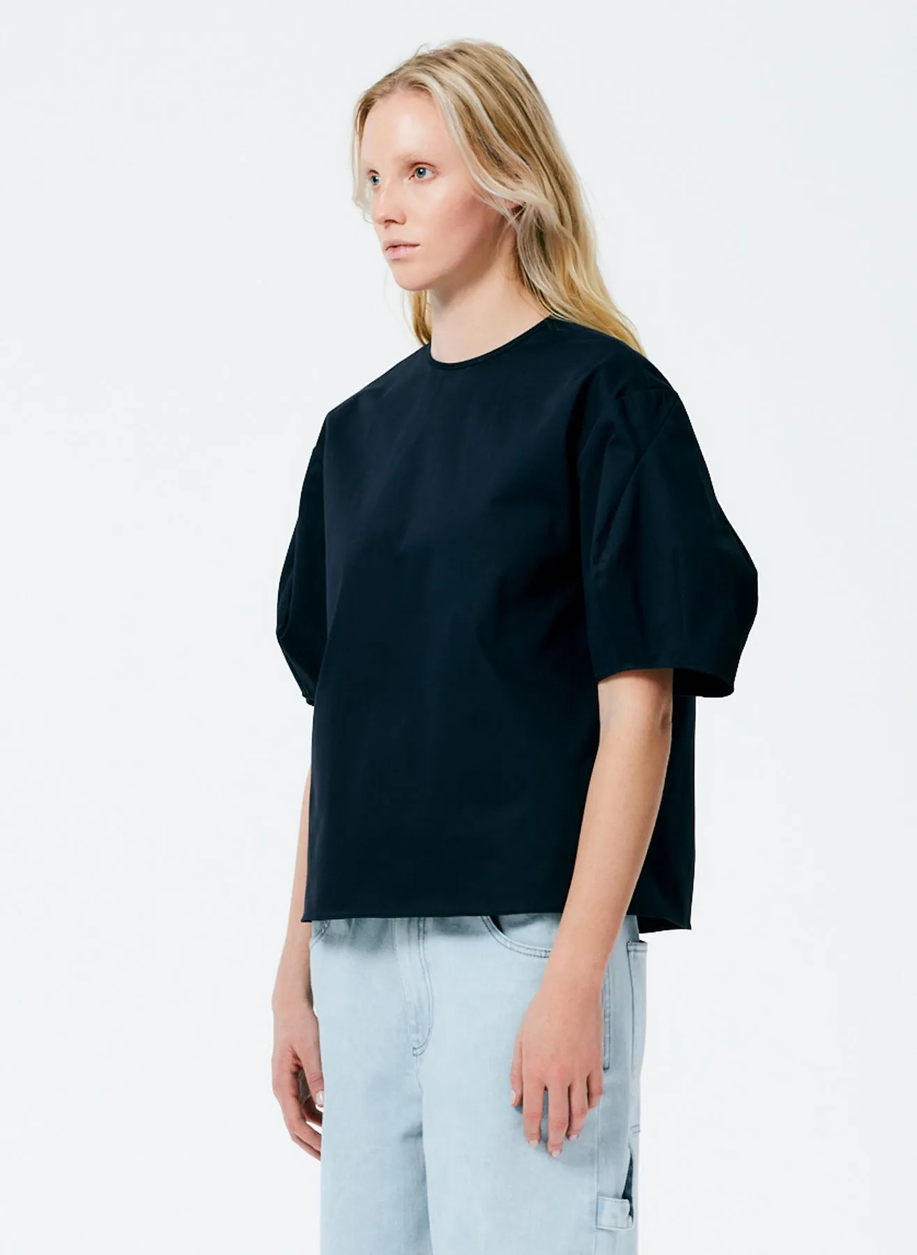 Mila Stretch Satin Easy Crew Neck Top