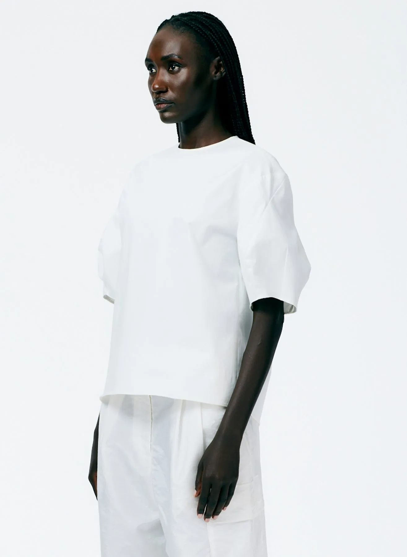 Mila Stretch Satin Easy Crew Neck Top