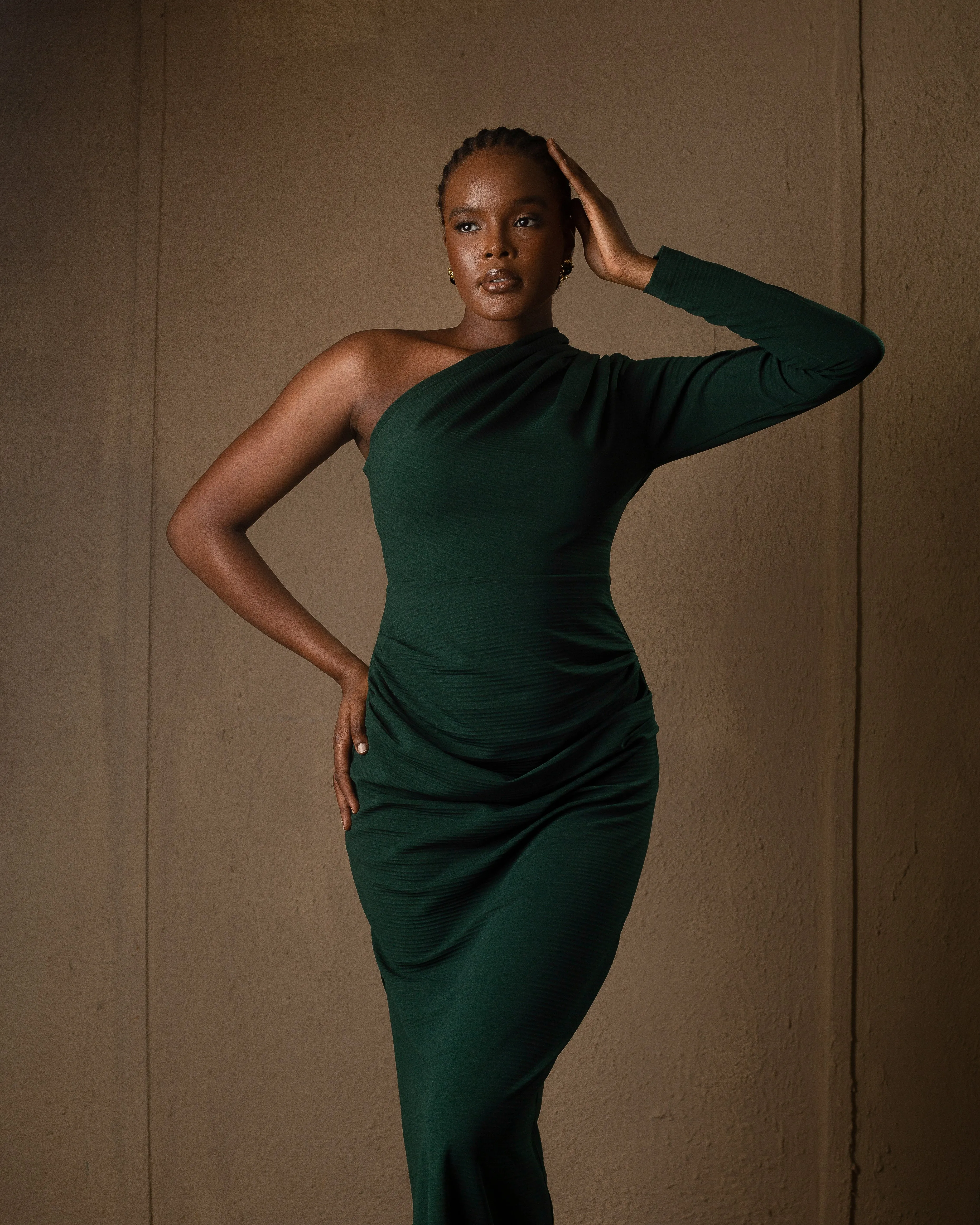 Mono-strap Maxi dress Emerald