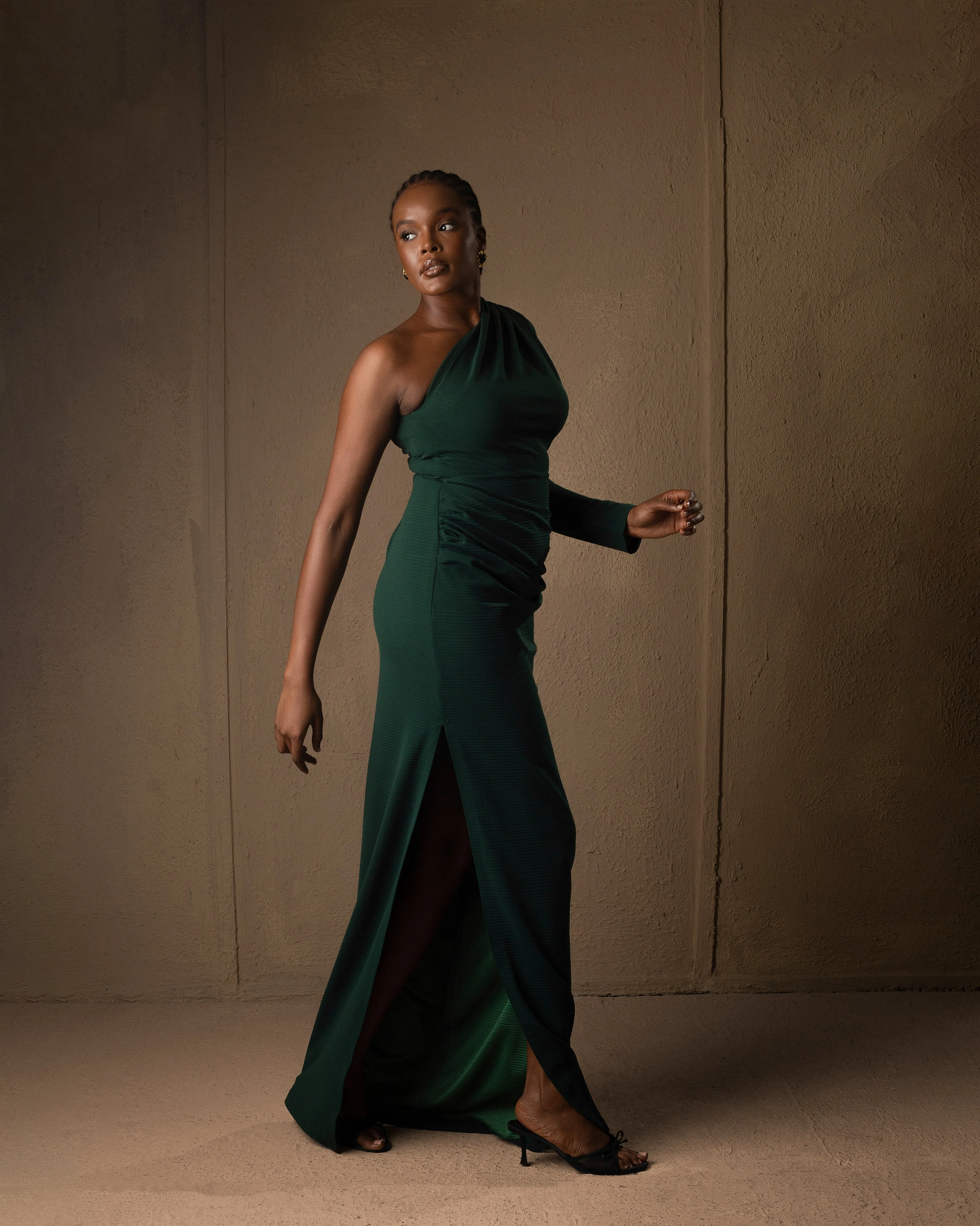 Mono-strap Maxi dress Emerald