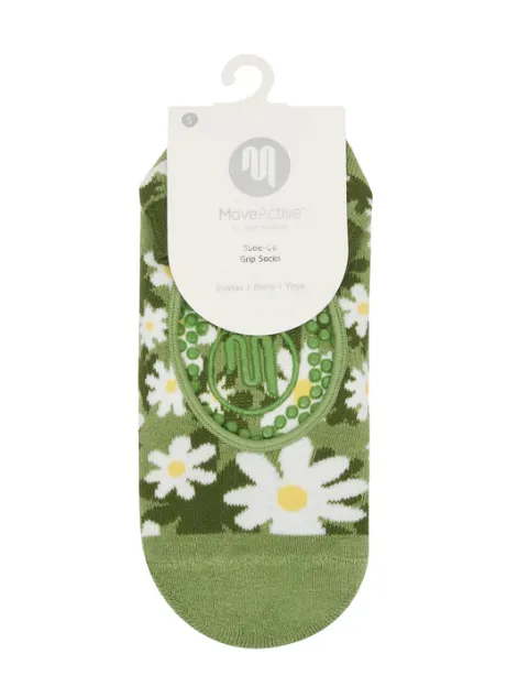 MoveActive Slide On Non Slip Grip Sock - Daisy Floral