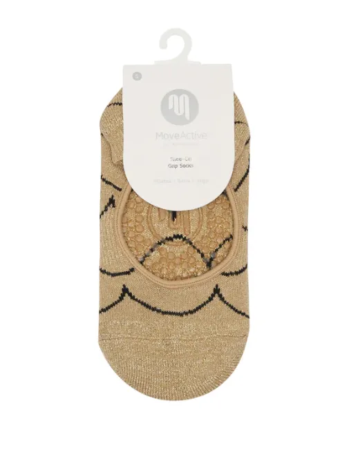 MoveActive Slide On Non Slip Grip Sock - Scallop Gold