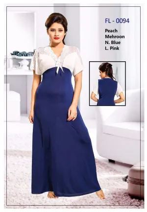 Navy Blue Stylish FL-0094 - Flourish Exclusive Bridal Nighty Set Collection