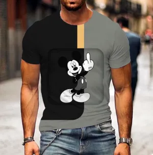 New Mickey Mouse Men Polyester blend T-shirt with cool 3D printed pattern on front & back Sz XL on tag but fits more like mens Large