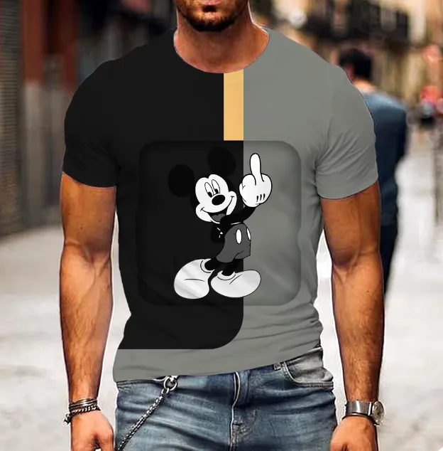 New Mickey Mouse Men Polyester blend T-shirt with cool 3D printed pattern on front & back Sz XL on tag but fits more like mens Large