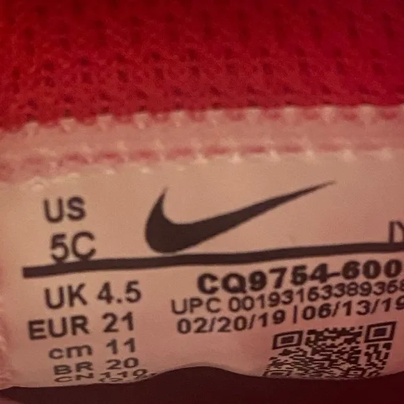 Nike Airmax Plus Td University Red Toddler Sneakers - SZ 5 C
