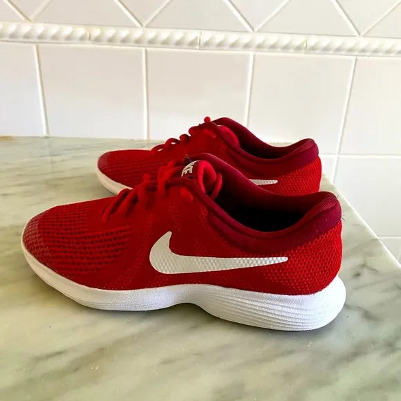 Nike Revolution Red and White Sneakers