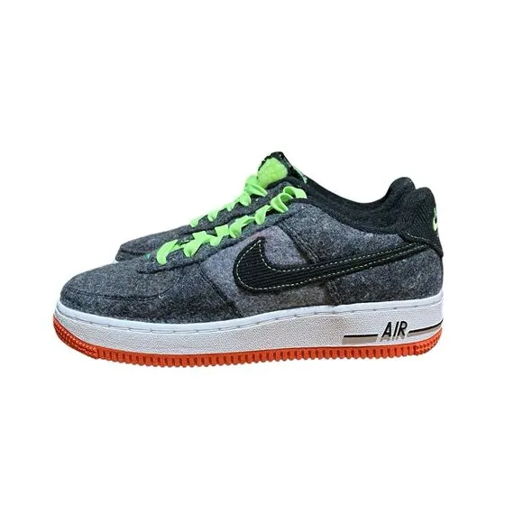 Nike Sneakers Youth 4Y Air Force 1 LV8 Black Green Halloween DZ5287-001 Orange