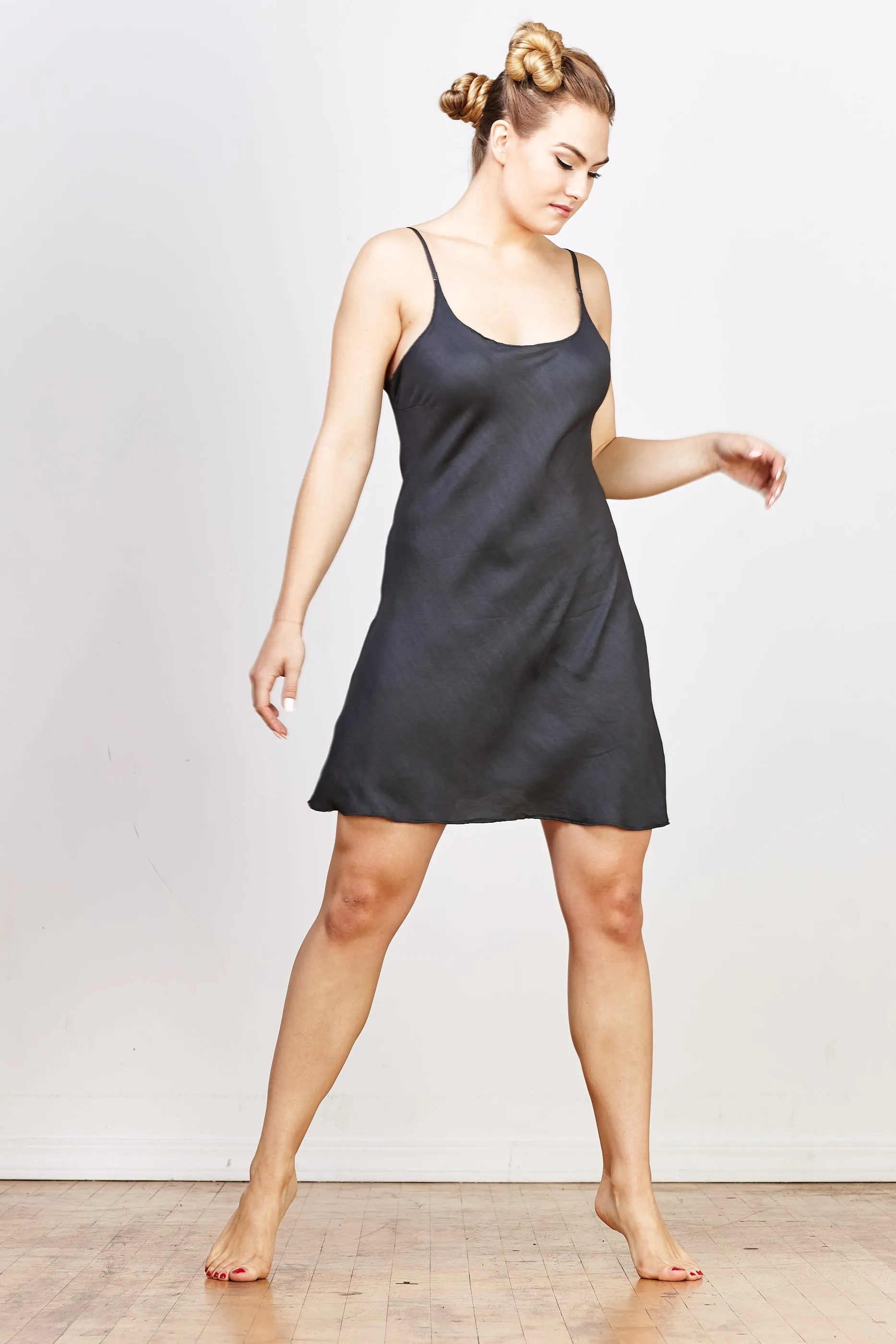 Nora Rayon/Silk Short Slip Dress - River Rock