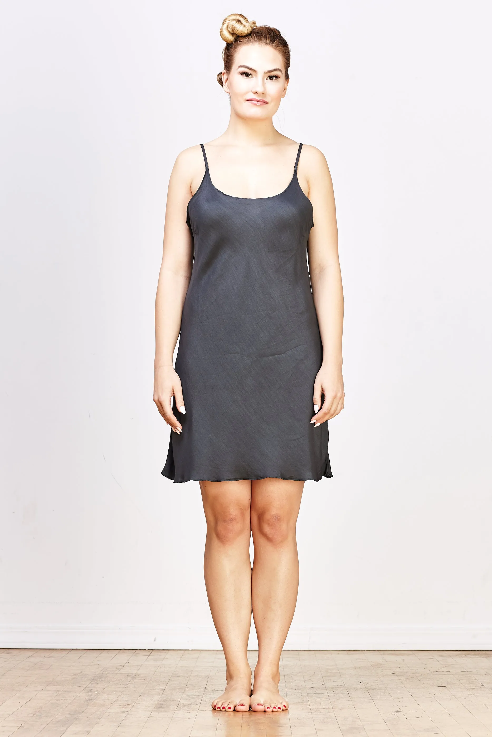 Nora Rayon/Silk Short Slip Dress - River Rock
