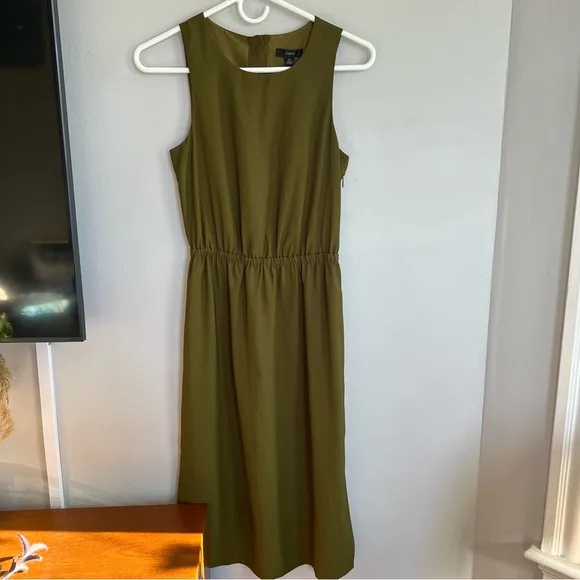 NWT J. Crew Button Back Green Tank Dress 00