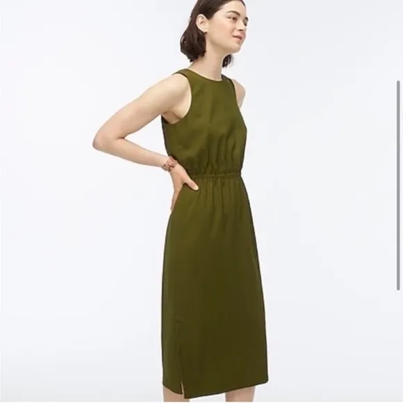 NWT J. Crew Button Back Green Tank Dress 00