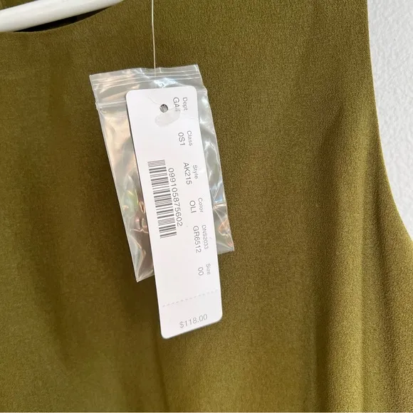 NWT J. Crew Button Back Green Tank Dress 00