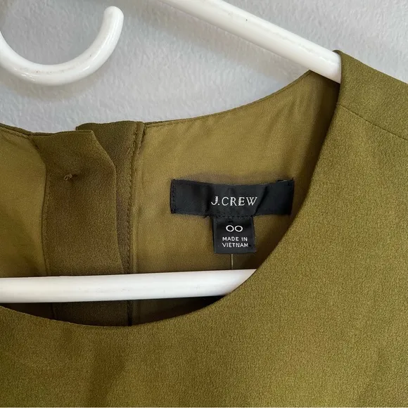NWT J. Crew Button Back Green Tank Dress 00