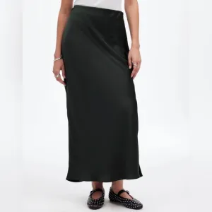 NWT Madewell Satin Maxi Slip Skirt in Luxury Forest size 00 XS