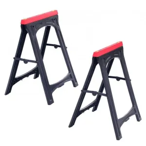 Pair of Lightweight Folding Plastic Saw Horses Portable Trestles