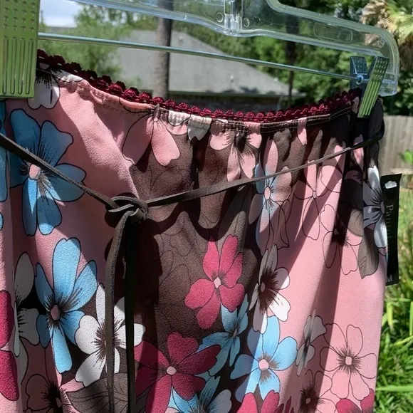 PANTOLOGY  Belted Floral print skirt rose burgundy brown blue fall spring summer