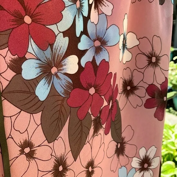 PANTOLOGY  Belted Floral print skirt rose burgundy brown blue fall spring summer
