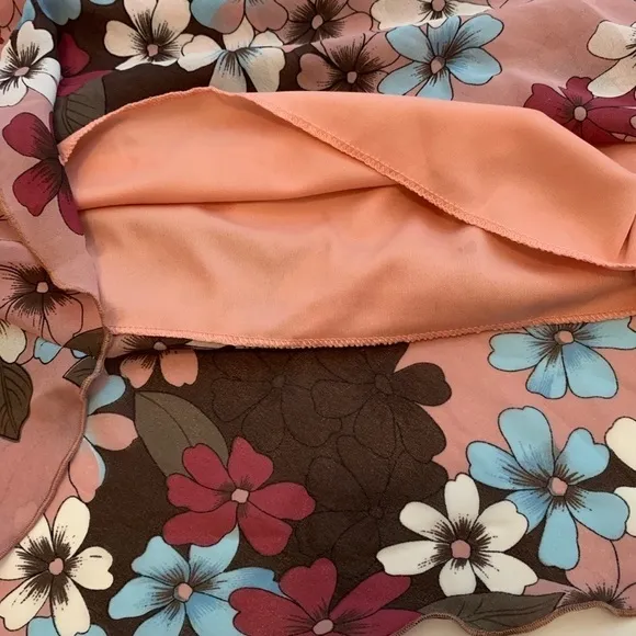 PANTOLOGY  Belted Floral print skirt rose burgundy brown blue fall spring summer