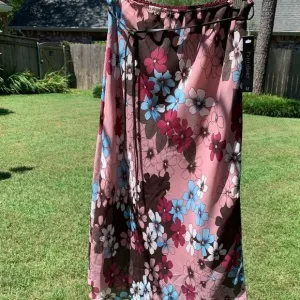 PANTOLOGY  Belted Floral print skirt rose burgundy brown blue fall spring summer