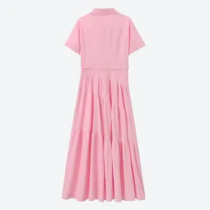 Pastel Tiered Collared Maxi Dresses