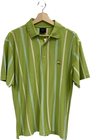 Paul & Shark Green Striped Polo Shirt UK L
