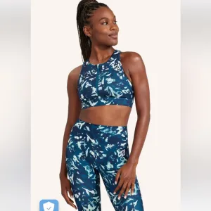 Peloton Cadent High Neck Floral Camo Zip Bra