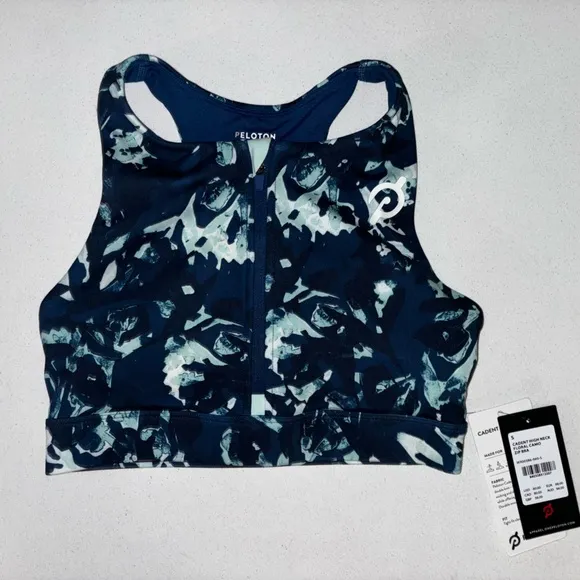 Peloton Cadent High Neck Floral Camo Zip Bra