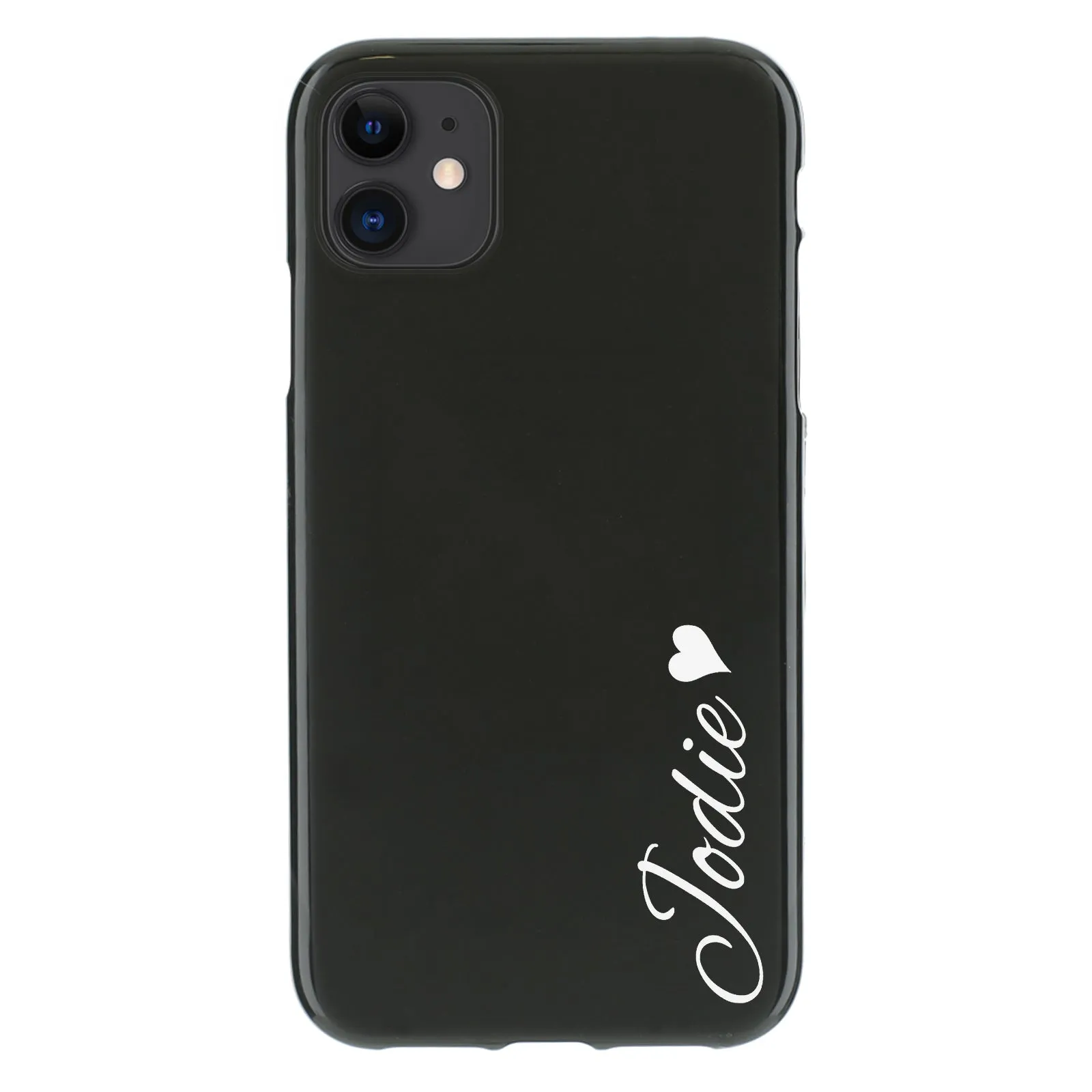 Personalised Apple iPhone Gel Case with Heart Accented Stylish Text
