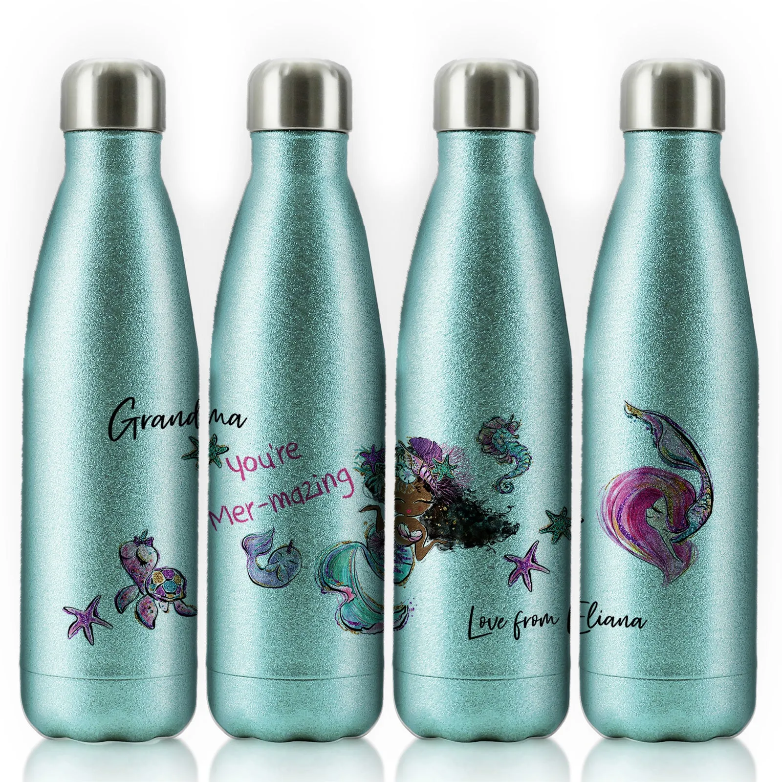 Personalised Cola Bottle with Stylish Text and Mermaid Love Message