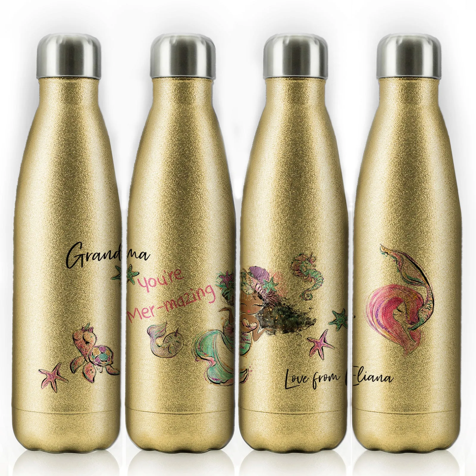 Personalised Cola Bottle with Stylish Text and Mermaid Love Message