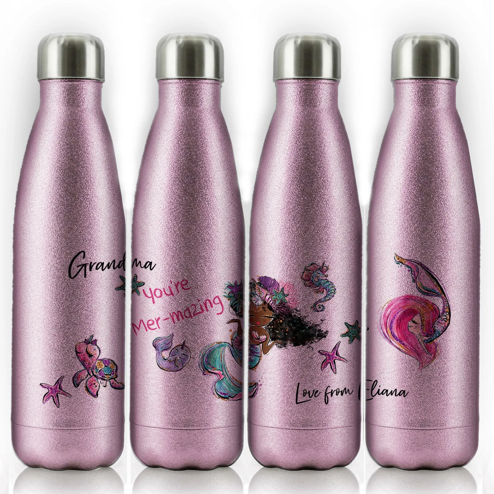 Personalised Cola Bottle with Stylish Text and Mermaid Love Message