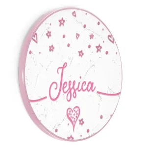 Personalised Wireless Charger with Pink Stylish text, Stars and Hearts on White Marble