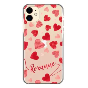 Personalised Xiaomi Phone Hard Case with Polka Dot/Striped Hearts and Stylish Text