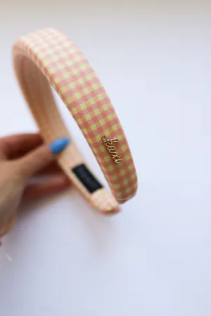 PINK PLAID PADDED HEADBAND