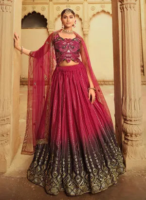 Pink Shaded Heavy Embroidered Stylish Lehenga Choli