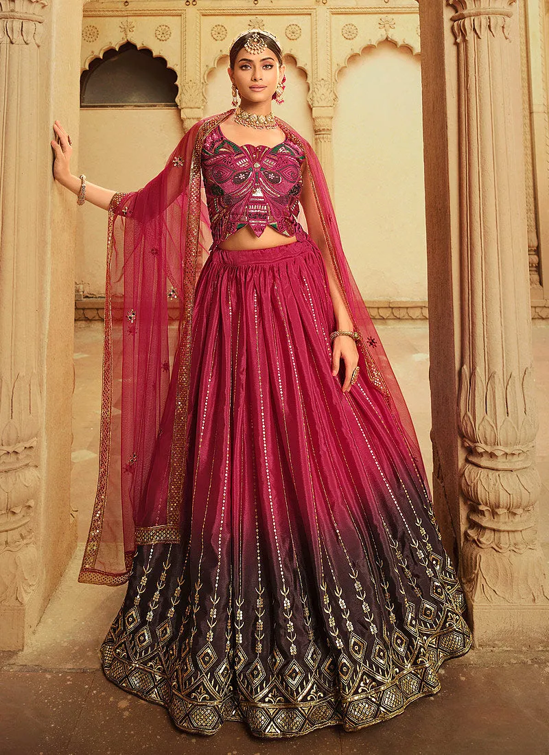 Pink Shaded Heavy Embroidered Stylish Lehenga Choli