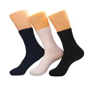 Plain Three Color Mens Dress Socks - Premium Cotton formal socks with Soft Elastic - 3 Pack Bundle